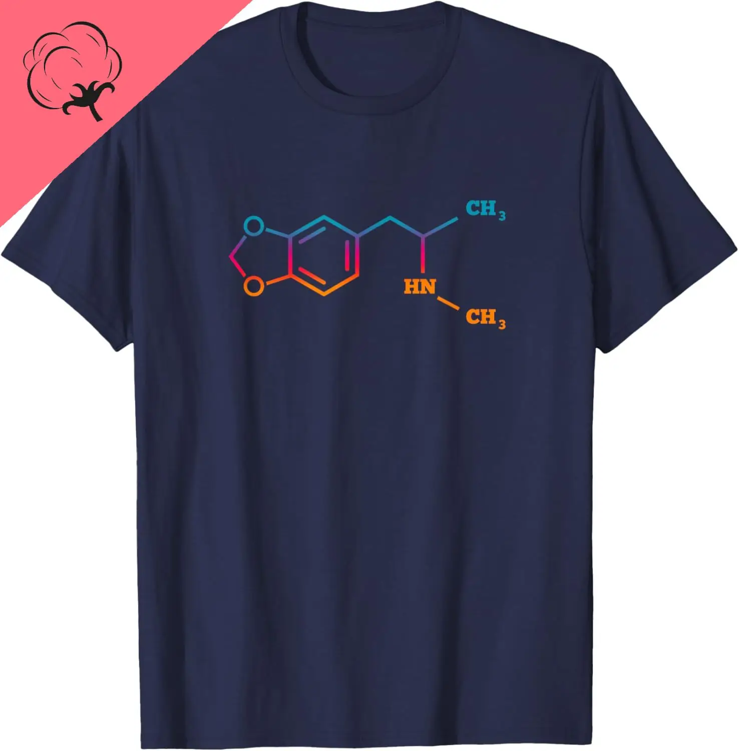 MDMA Ecstasy Techno Chemical Molecule Funny EDM Rave Party T-Shirt Custom Printed Graphic T Shirts Camisas Streetwear