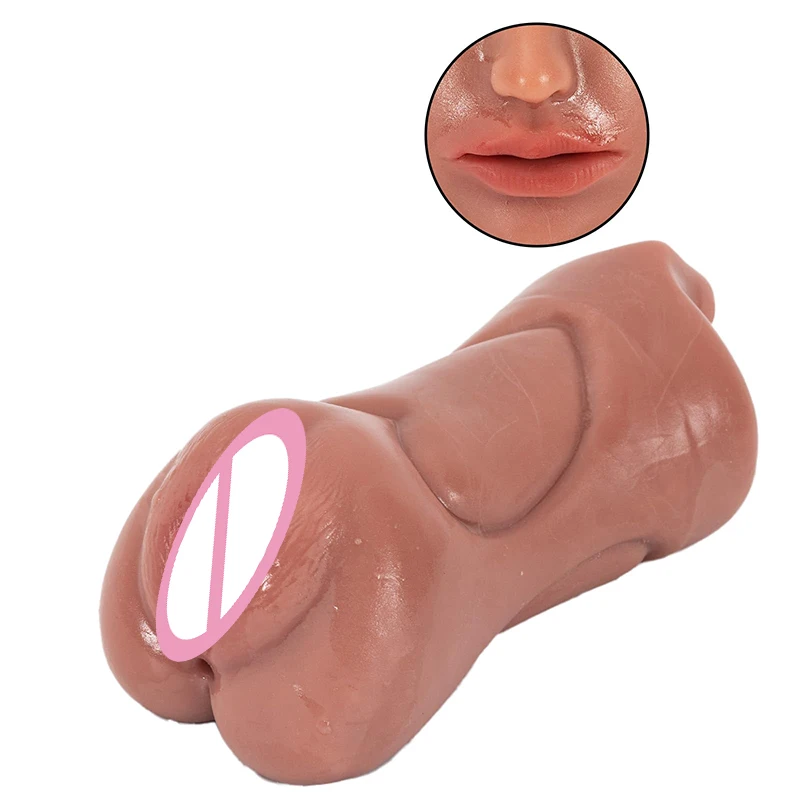 1pc 3-in-1 Male Masturbator, Realistic Textured Mouth and Tight Vagina, Deep Throat Toy