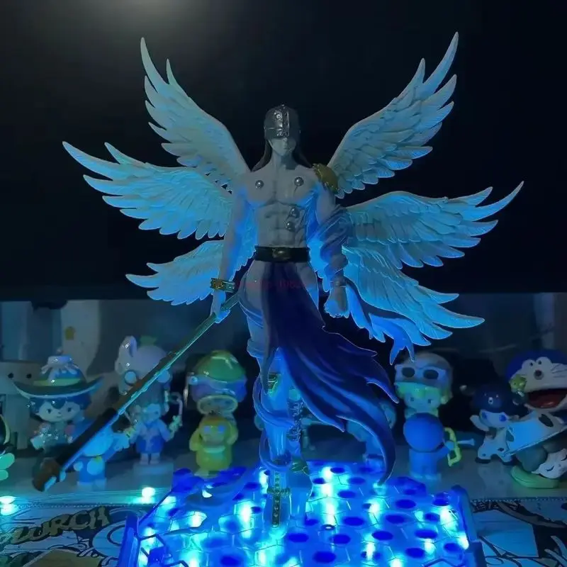 29cm 애니메이션 디지몬 모험 피규어 Angewomon Angemon Emit Light 액션 인형 Pvc 동상 모델 컬렉션 인형 장난감 선물
