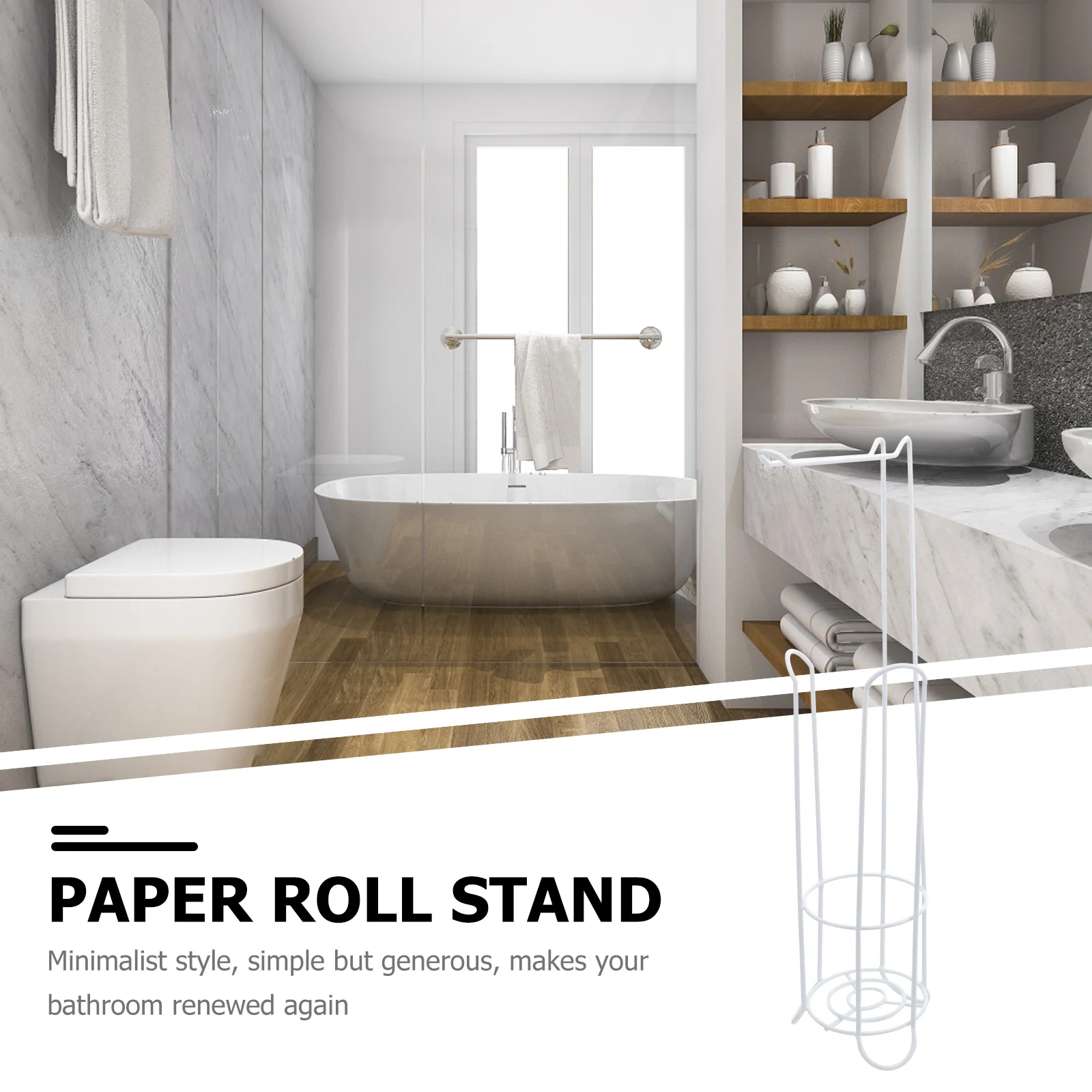 

Stainless Steel Paper Roll Holder Standing Creative Tissue Paper Stand for Home Bathroom Toilet Organizer Storage