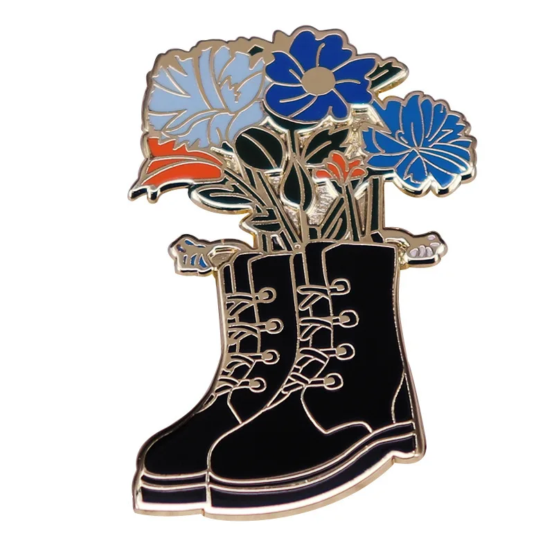 

Healing Metal Enamel Pin Badge Boots Flower Brooch