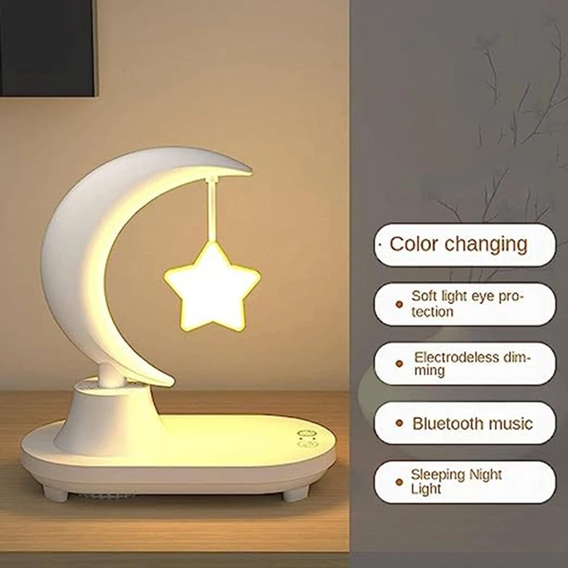 

3-In-1 Bluetooth Audio Wireless Charging LED Bedside Romantic Colorful Atmosphere Night Light Bedroom Light