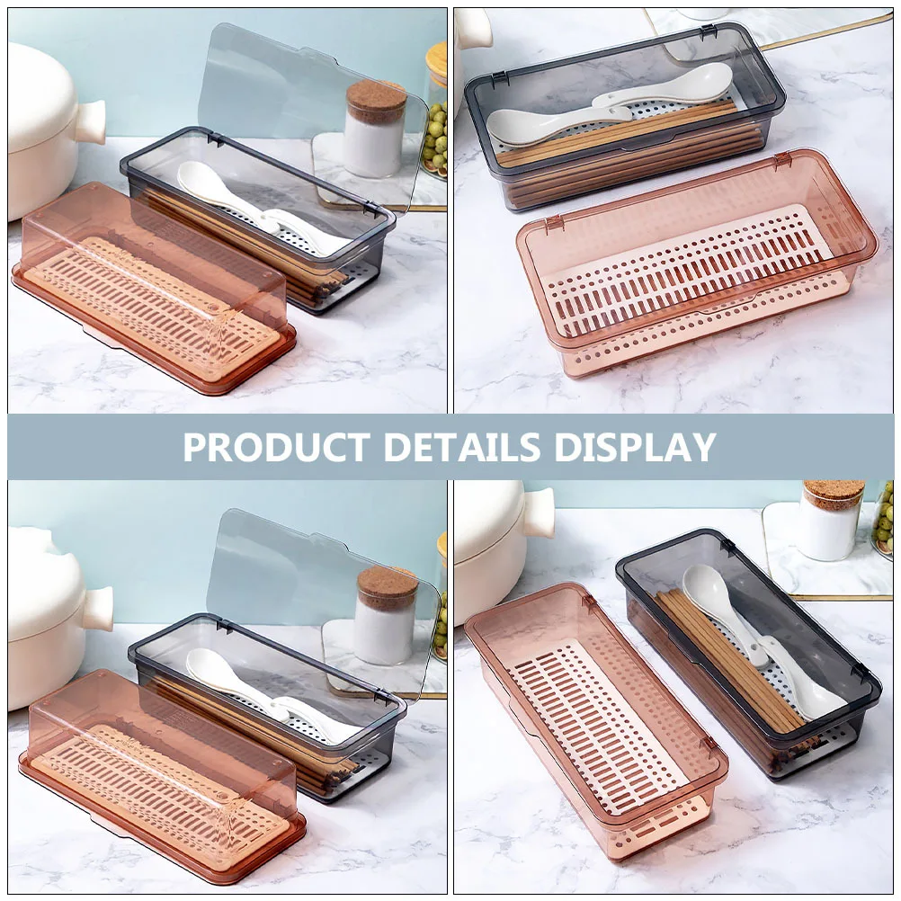 

2Pcs Chopsticks Storage Box PP Material Kitchen Organizer Draining Rack Tableware Holder Fork Spoon Case