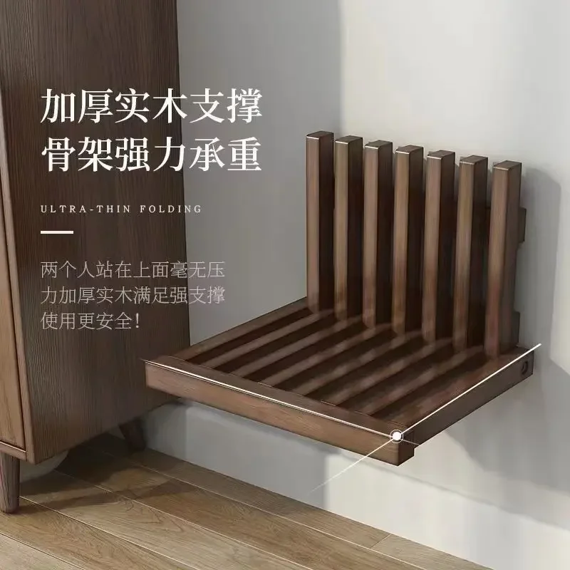 เก้าอี้ไม้พับได้แบบพกพาสำหรับทางเดินเข้าบ้านทำจากไม้เนื้อแข็งที่มองไม่เห็นติดผนัง