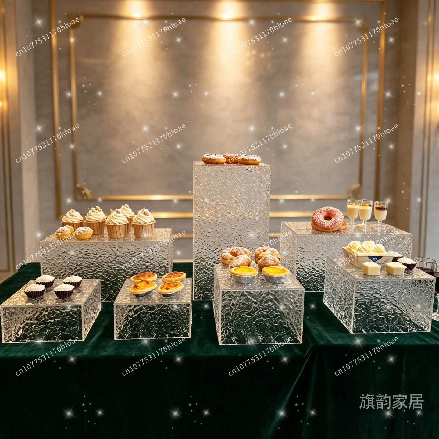 Acrylic water ripple dessert table senior banquet wedding snack rack cold meal coffee break table opening layout shelf