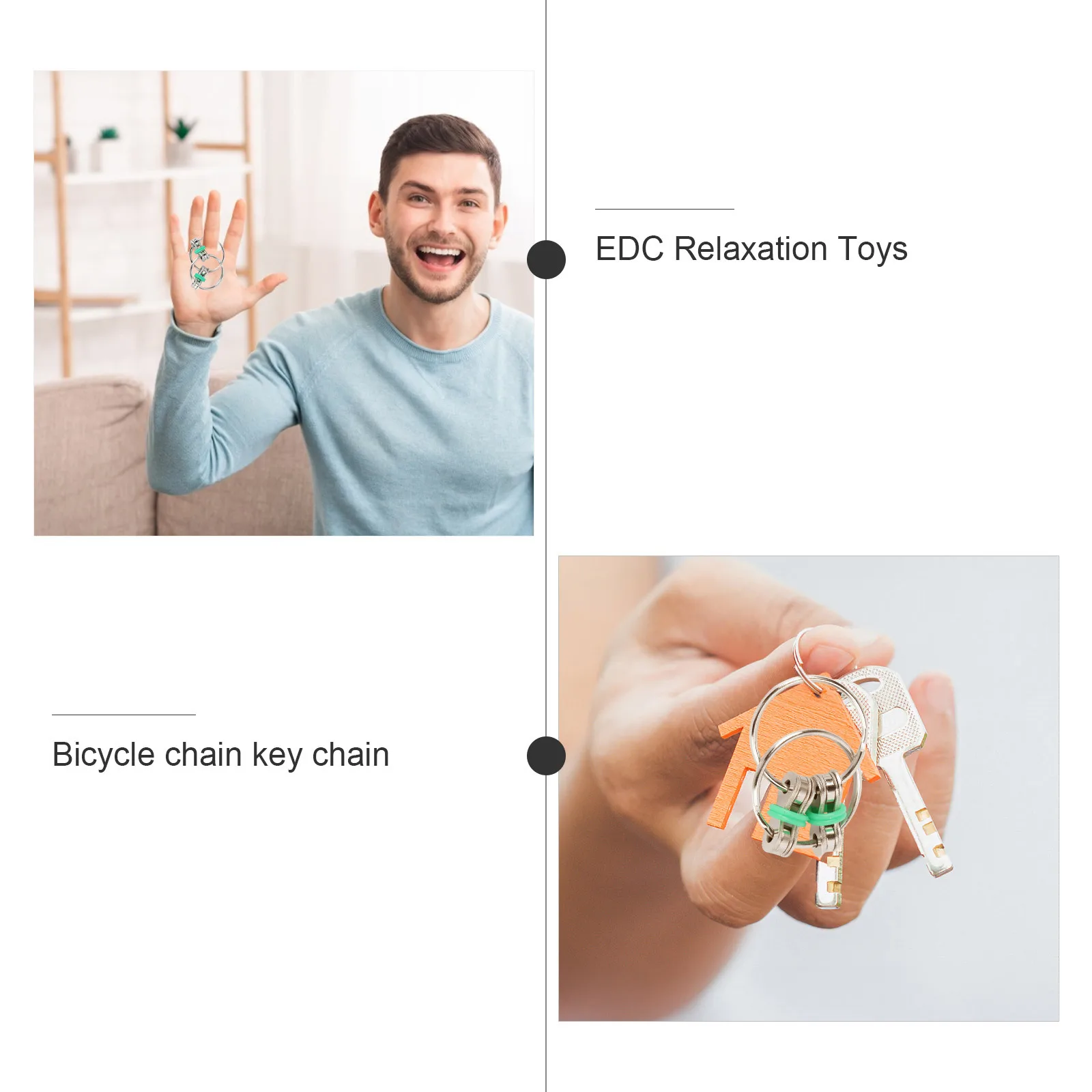 3 pçs alívio do estresse chaveiro de metal tri-projetado para estimulação cerebral criatividade desenvolvimento relaxamento gadget