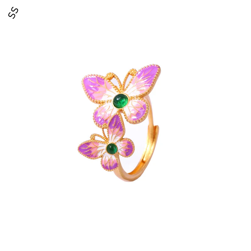 

Butterfly Ring Vintage Gold-Plated Enamel Color Glaze Jewelry Unique Autumn/Winter Accessory Good Quality & Affordable Price