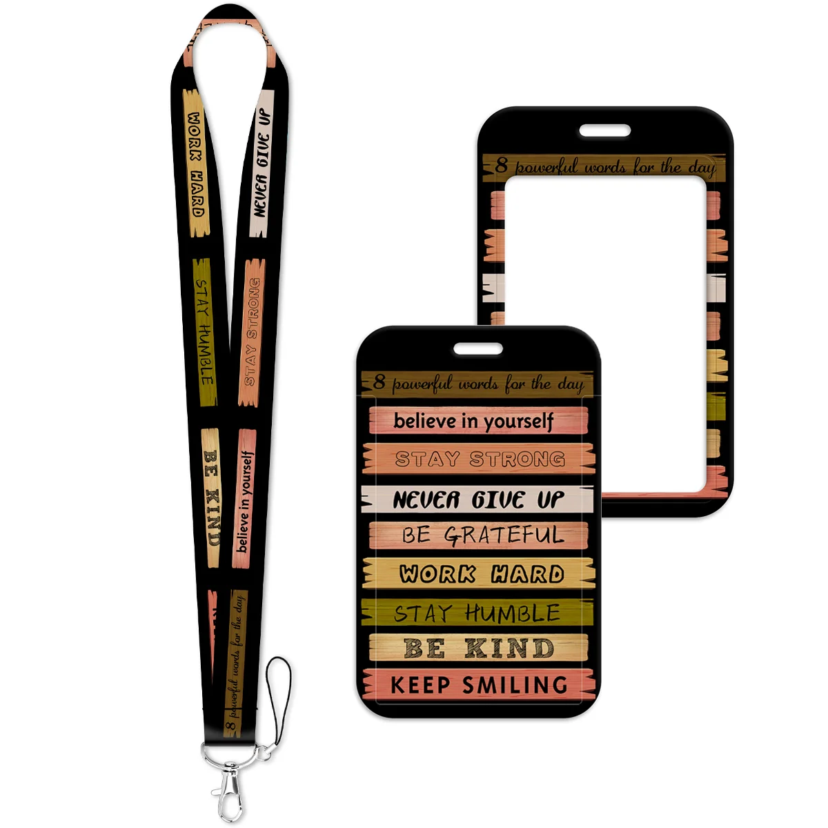 Positive Inspirational Quote Lanyard Neck Strap Keychain Card Cover Badge Holder Mobile Phone Hang Rope Keyring Accessories Gift