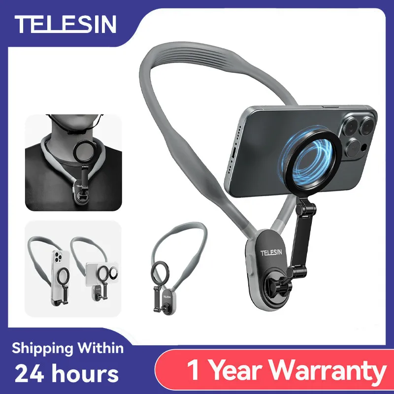 TELESIN Silicone Magnetic Neck Mount Quick Release Hold For IPhone 15 14 13 12 11 10 SAMSUNG HUAWEI XIAOMI Phone Accessories