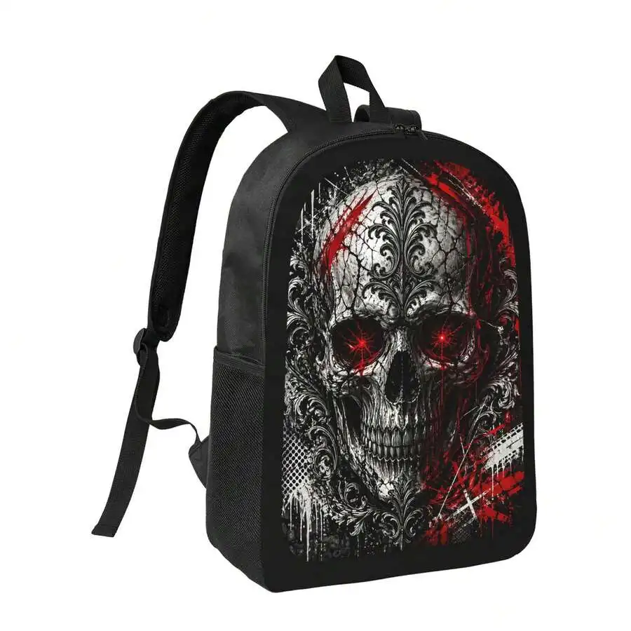 

Glowing Skull Print Backpack Stylish Casual Daypack Lightweight Durable For Men Unisex