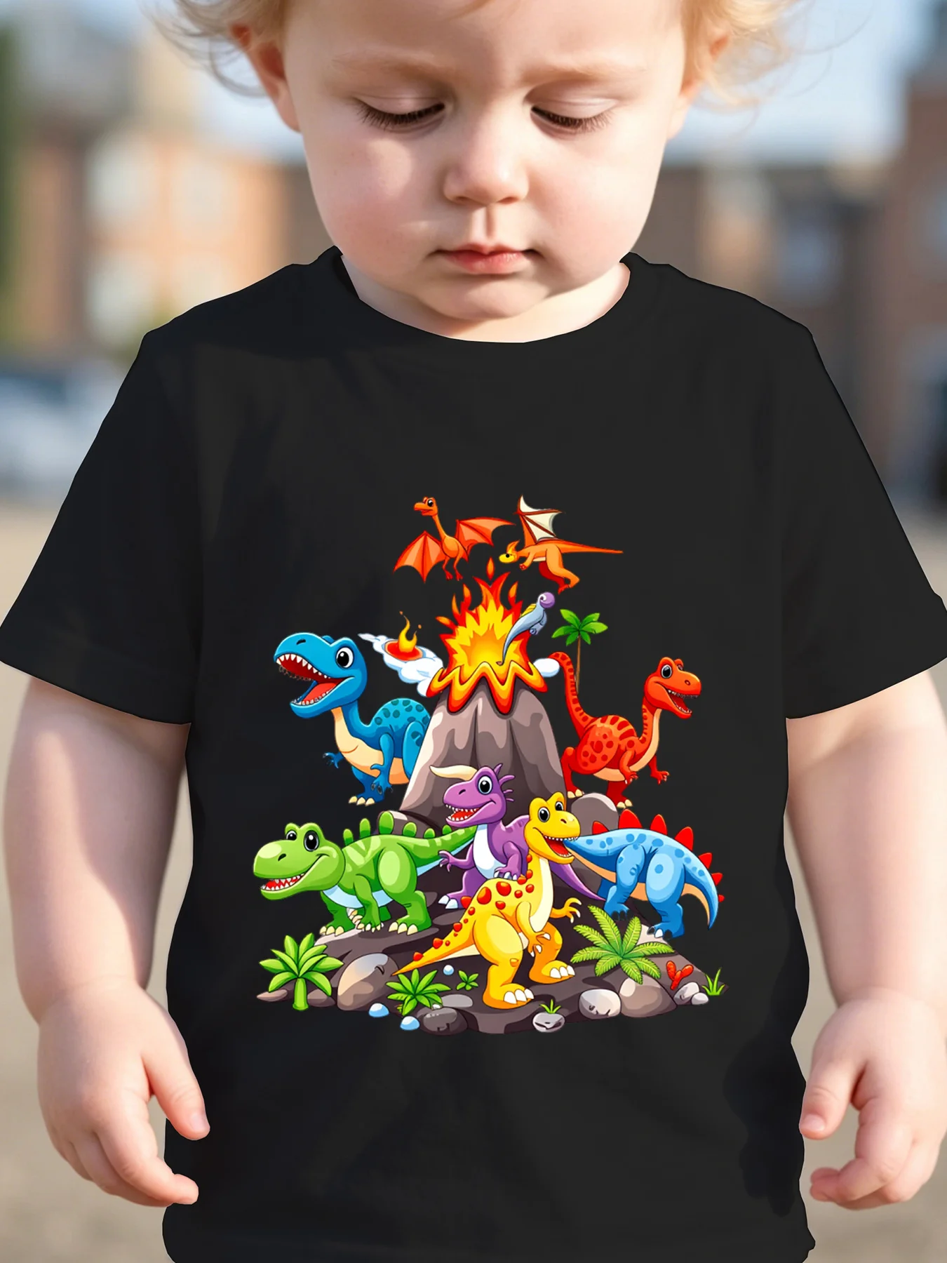 Toddler‑Kids‑Volcano‑Dinosaur‑Collection‑2D‑Print‑O‑Neck‑Short‑Sleeve‑Quick‑Dry‑Sports‑T‑Shirt‑Spring‑Summer‑Casual‑Top