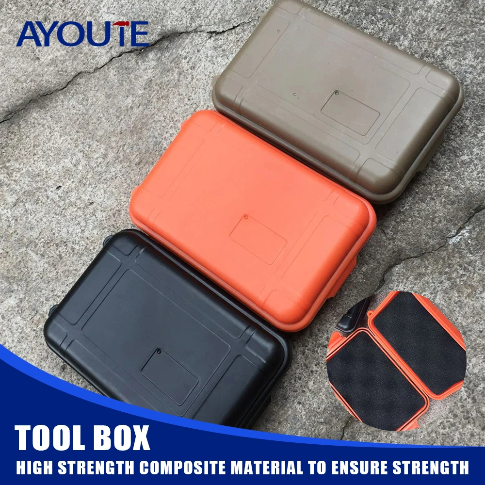 Small Waterproof Case Storage Tool Box Hard Case Organizer Outdoor Camp Fish Container Mini Plastic Briefcase EDC SOS With Foam