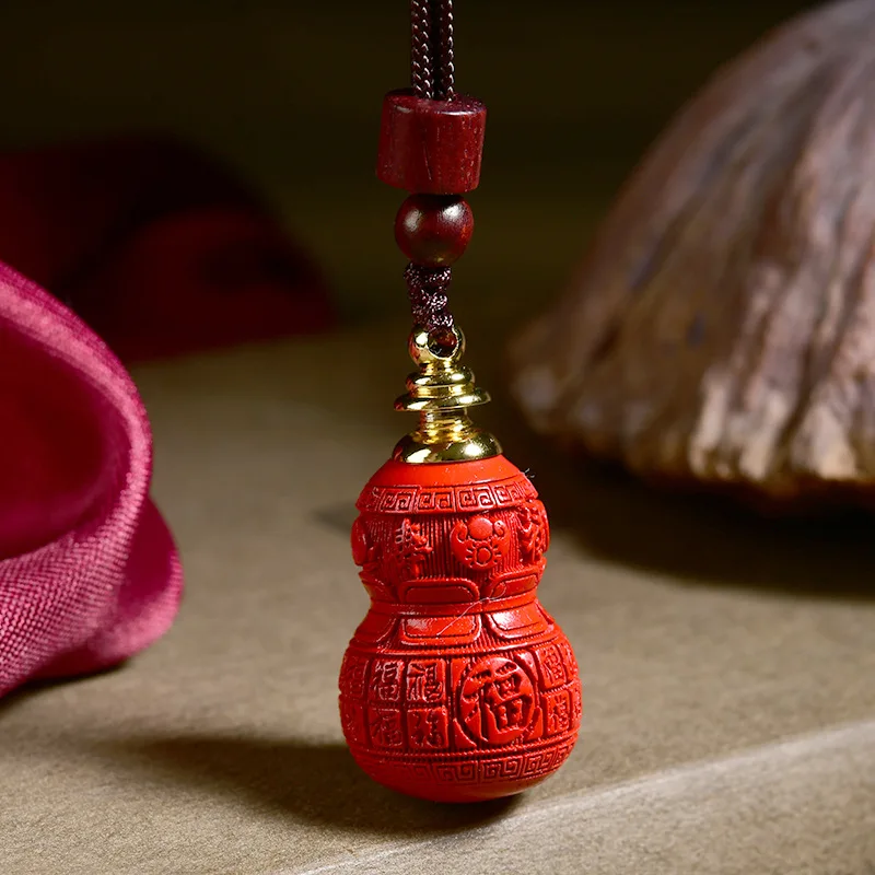 

Baifu Cinnabar Gourd Pendant, Purple Gold Sand Fulu Necklace, Keychain, Lucky Accessories for Men and Women