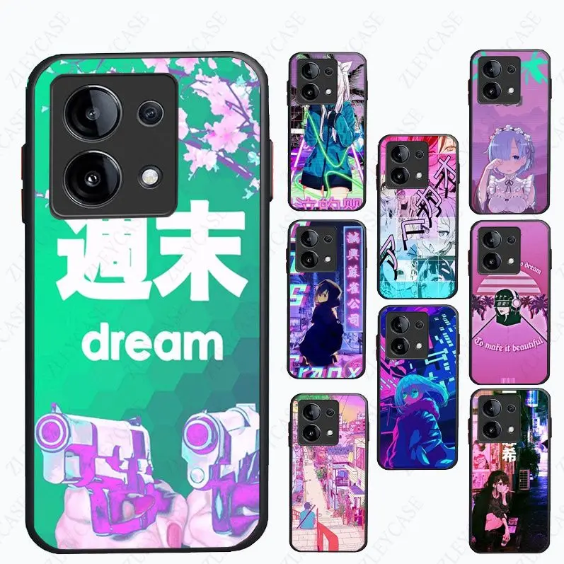 Vaporwave Glitch Anime Phone Cover For Xiaomi Redmi Note13pro note12pro 11pro note10pro 9pro 8pro 9s 9T 8T K40 12C 10C 9C Cases