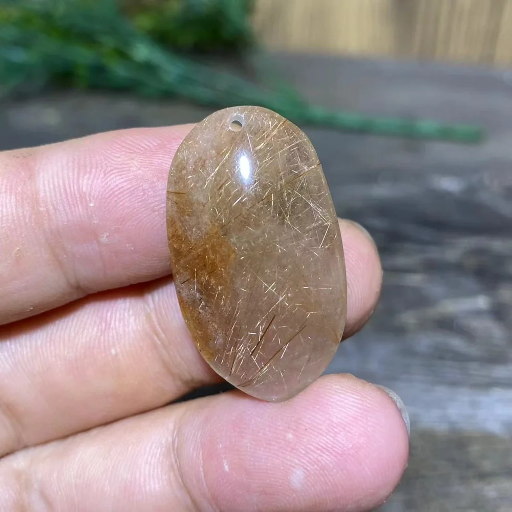 High Puality Golden Rutilated Clear Crystal Natural Stone Quartz Palm Home Decoration Reiki Meditate And Chakra Healing Pendant