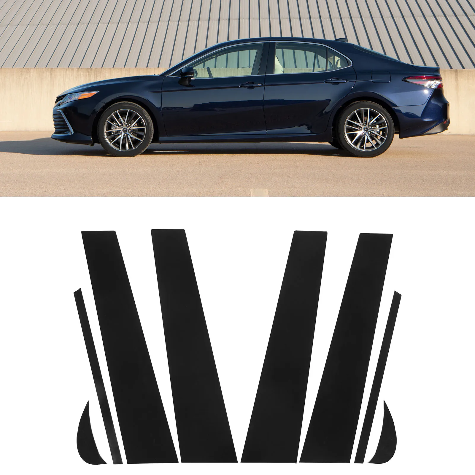 8Pcs Car Window Side Pillar Posts Door Trim Cover Trim Stickers Decal Replacement For Camry 2018-2021 Exterior Accessories