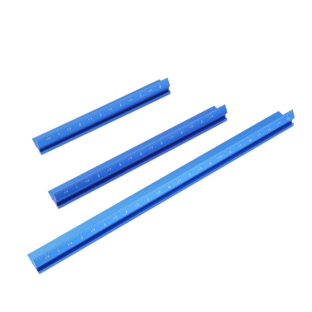 

3pcs Precise Aluminium Alloy Woodworking Edge Ruler 90 Degrees 16/20/30cm Corner Ruler Blue Measuring Ruler Woodworking