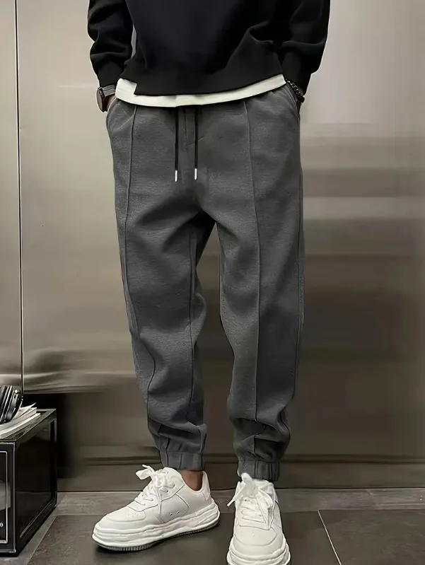 Męskie grube bluzy z kapturem na jesień i zimę 2025 w stylu europejskim i amerykańskim, luźne, sportowe spodnie dresowe.