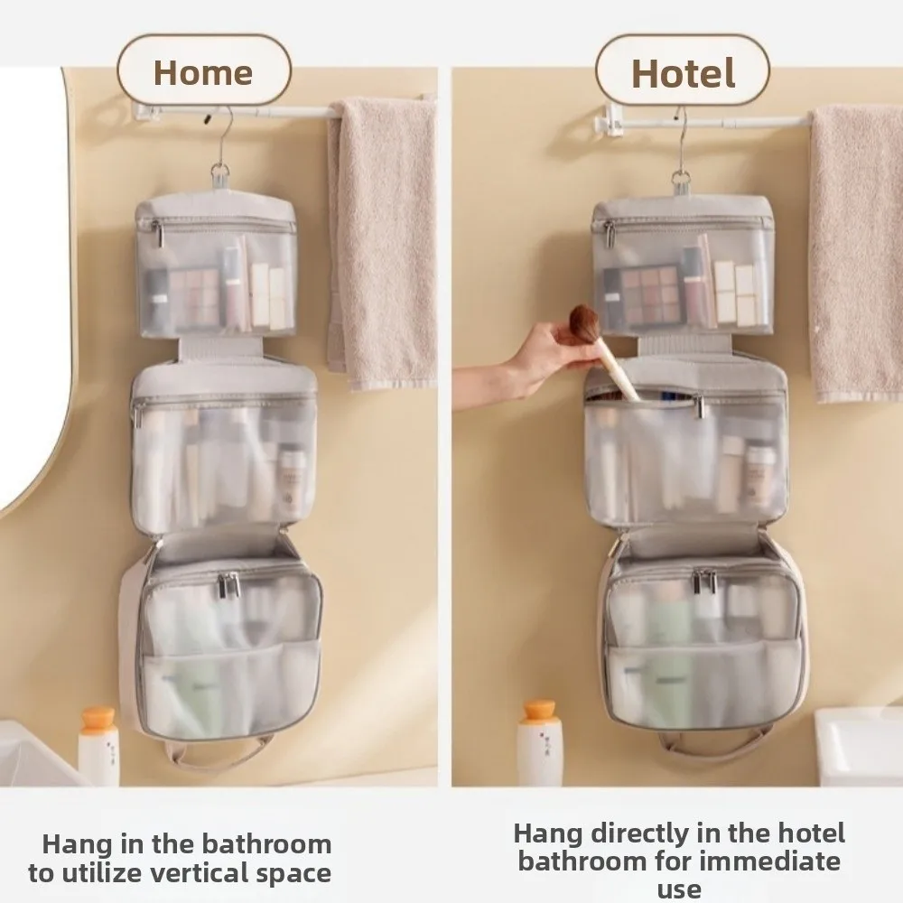 حقيبة مكياج نسائية ذات سعة كبيرة، تصميم فاخر، موفر للمساحة، منظم أدوات الزينة، ميزة معلقة