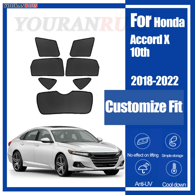 

Настроить для Honda Accord X 10th 2018-2022 автомобильные боковые окна солнцезащитные шторы сетчатая теплоизоляция защита конфиденциальности аксессуары