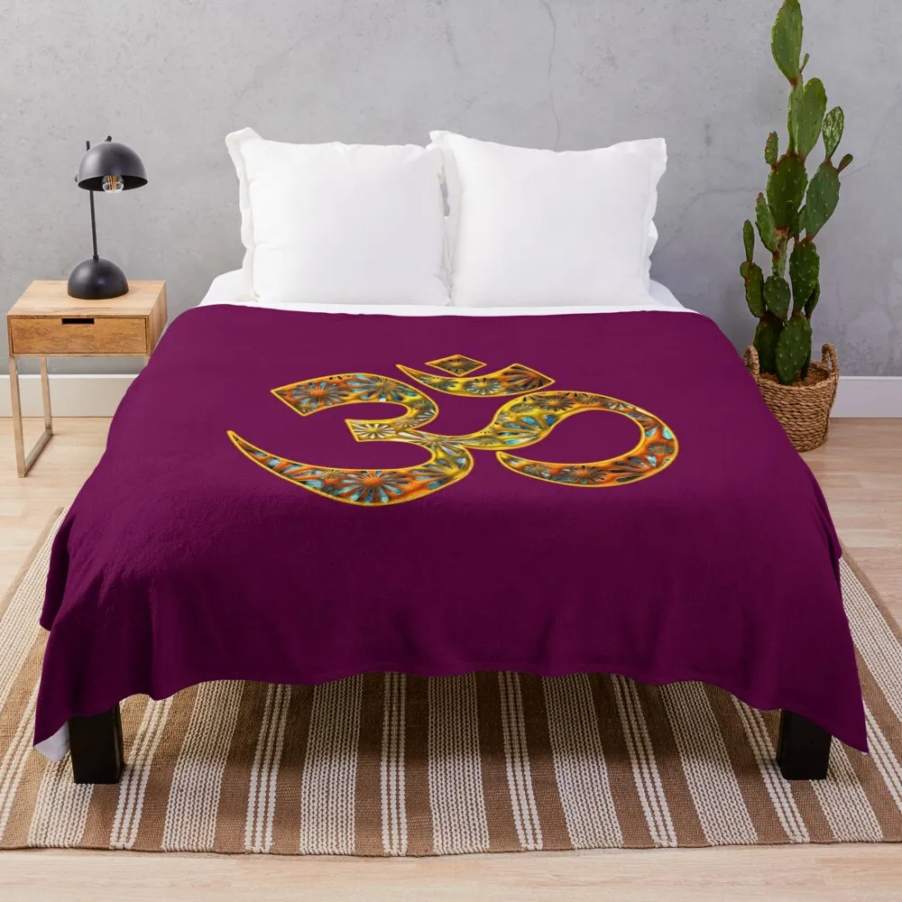 

OM - Mantra - Buddhism - Yoga Symbol, Sound of the Universe Throw Blanket Flannels Sleeping Bag Sofa Throw Blankets