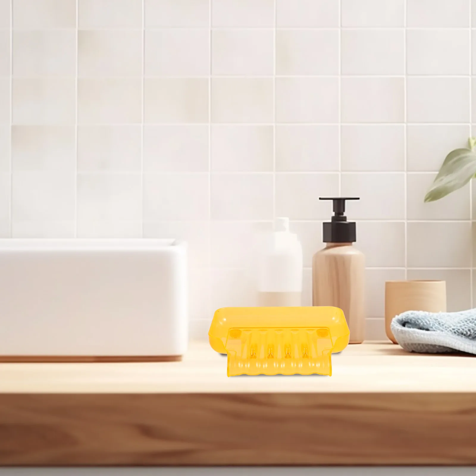 

Suction Cup Soap Dish Bright Orange 2 Suckers Wall Mount Bathroom Shower Tray Storage Hollow Design Water Drainage Ceramic Glass