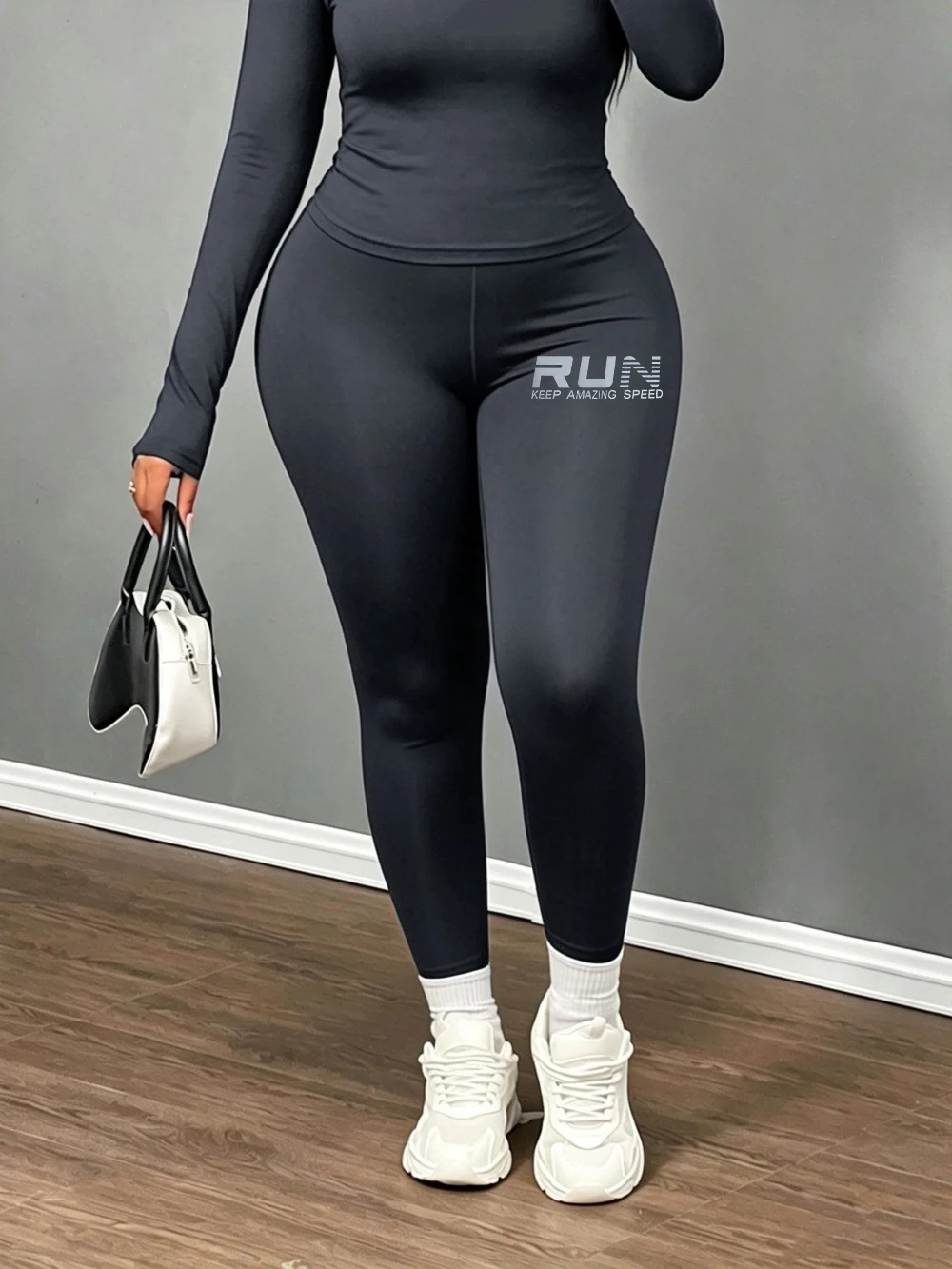 Run Keep Amazing Speed Print Women Velvet Leggings Basic Slim High Waist Tights Winter Fleece Trousers Casual Warm Thicken Pants