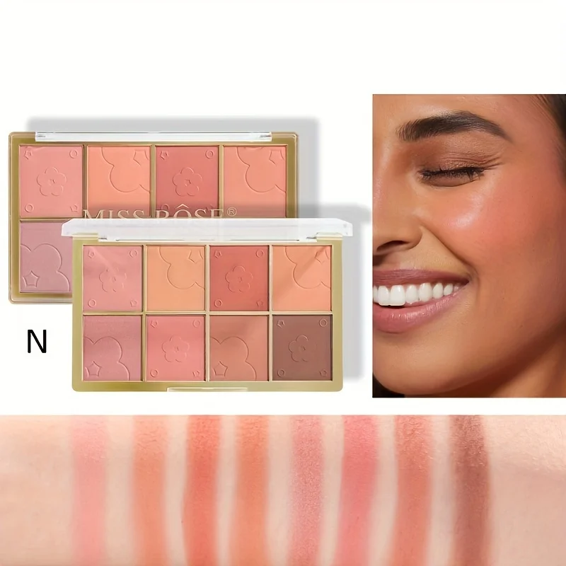 Paleta de rubor mate de 8 colores, portátil, resistente al sudor, maquillaje Natural para mejillas de larga duración, colorete apto para la piel, compacto para entusiastas del maquillaje