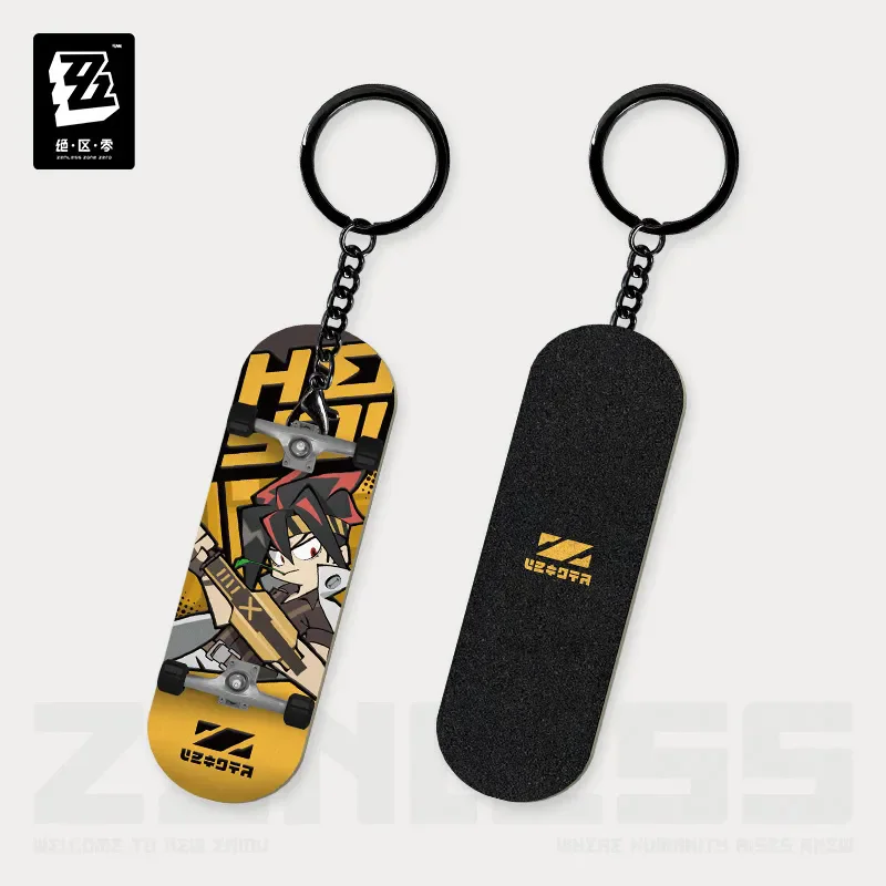 Anime Zenless Zone Zero Official Merch miHoYo Original Eridu Fingertip Skateboard Pendant Key buckle Belobog Heavy Industries