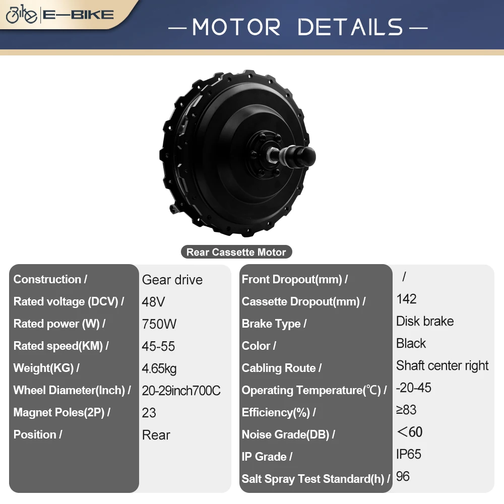 E-bike Hub Motor MXUS 48V 750W Brushless Gear Rear Cassette hub Motor Wheel 20-29 inch700C for Electric Bike Conversion Kit