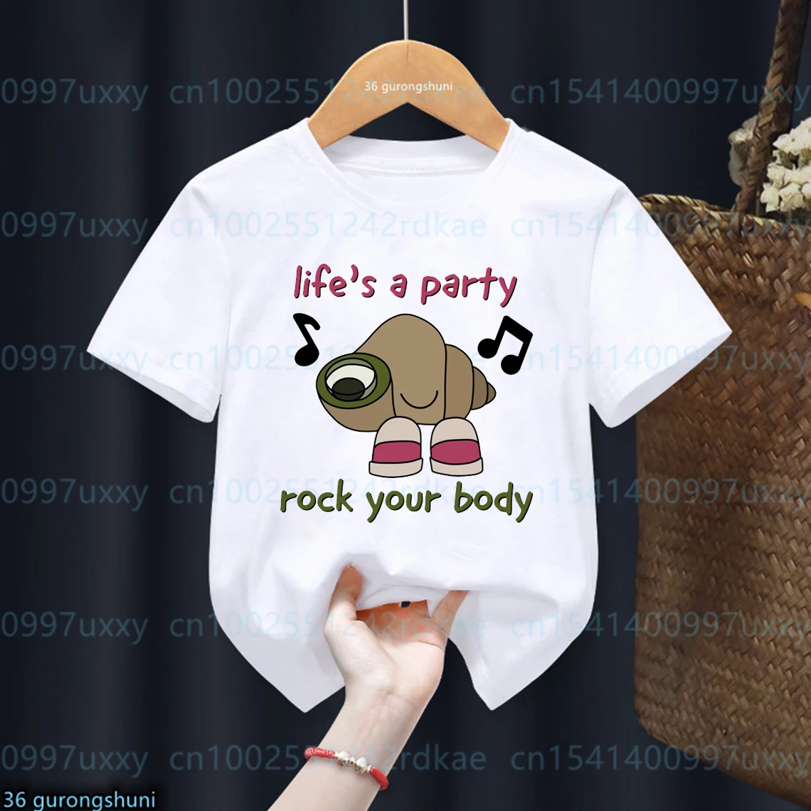 

New Kawaii Marcel T Shirt The Shell with Shoes on T-Shirt Kids Clothes Baby Boys Girls Shirt Short Sleeve Summer Tops