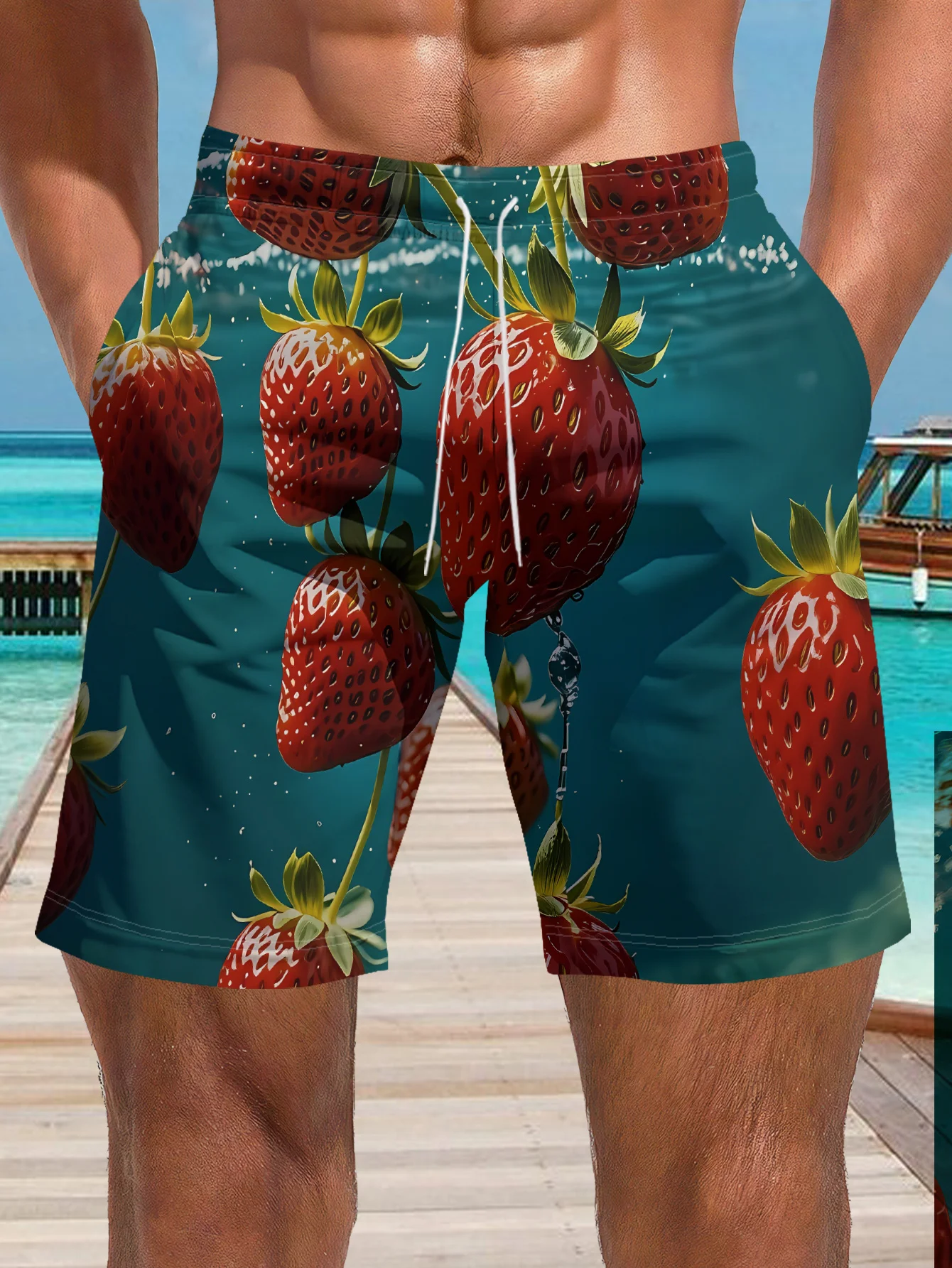 

Мужские пляжные шорты-плавки 2026 с принтом американского флага и бейсбольной биты, быстросохнущие, на шнурке