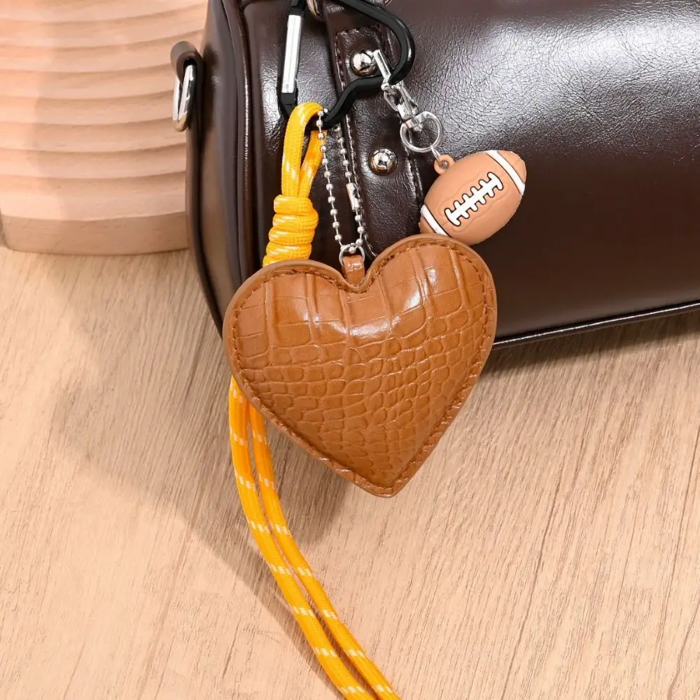 

PU Leather Heart Keychain Basketball Woven Rope Braided Rope Car Keyrings Handmade Tennis Love Football Bag Charm Kids Gifts