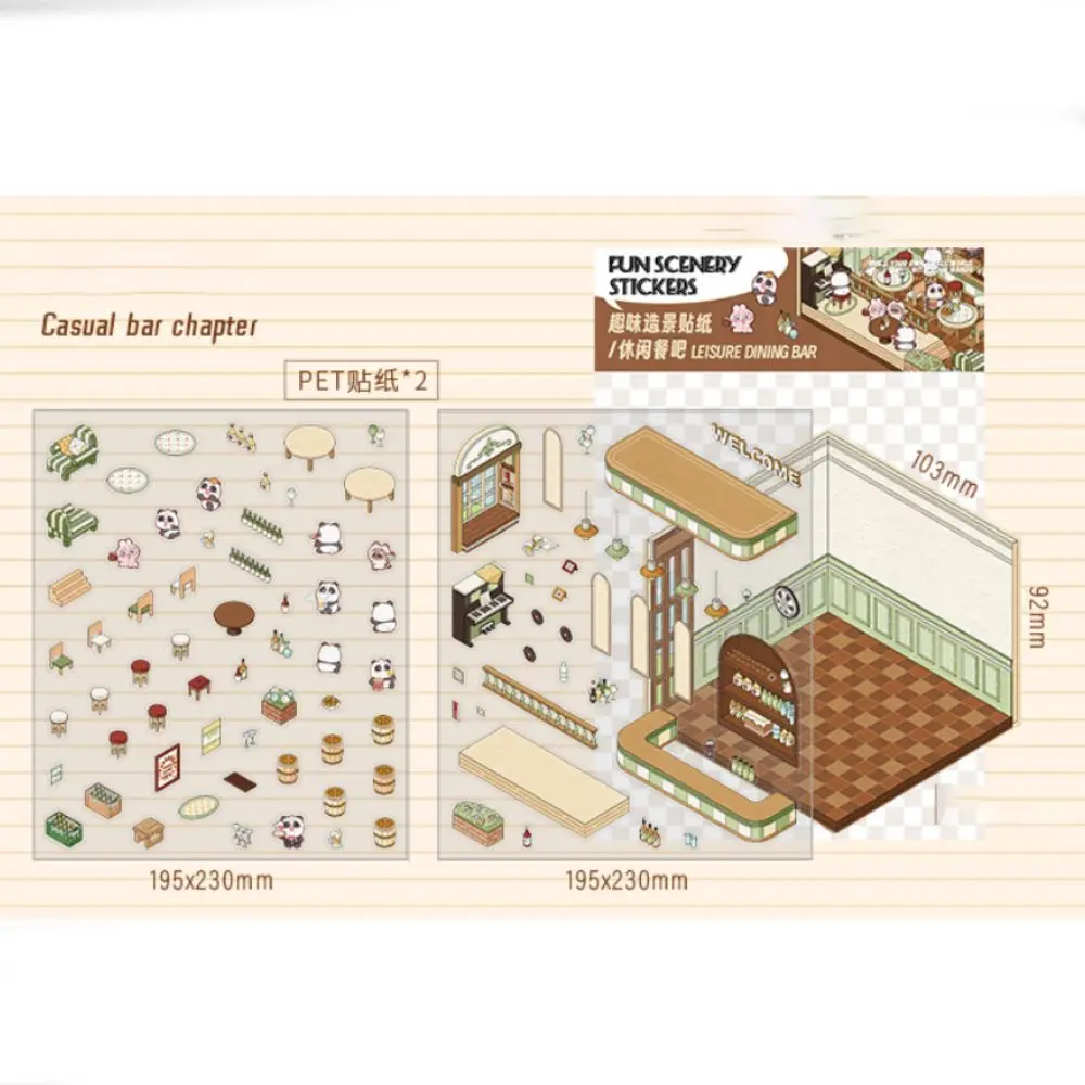 Cartoon Miniature Scene 3D Stickers Large DIY Accessories Landscaping Stickers Decorative Multi Scene Landscape Notebook Sticker