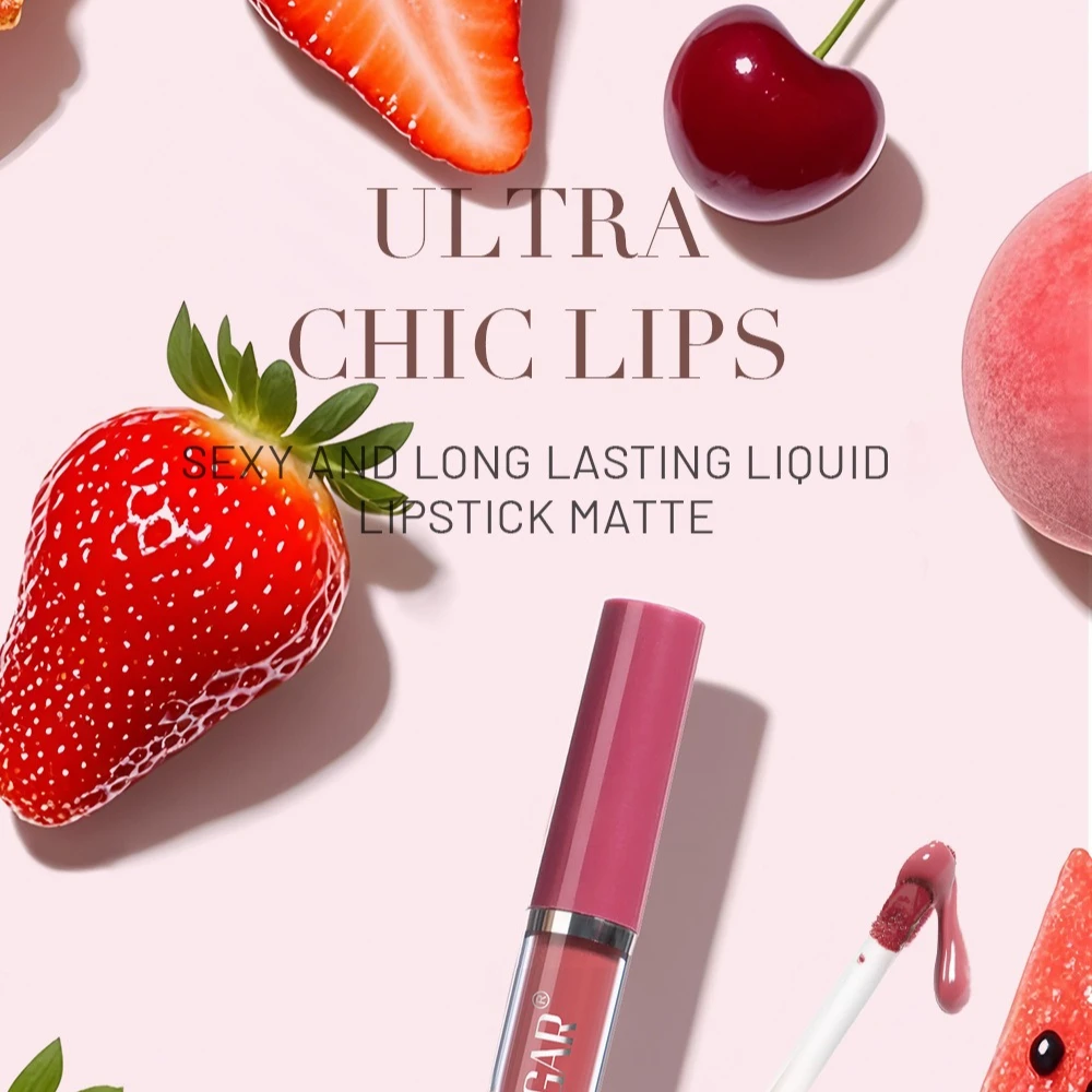 ملمع شفاه فواكه ثلاثي المقاوم للنقل أحمر شفاه سائل مقاوم للتلطخ طوال اليوم تركيبة نباتية مع أنابيب ملمع شفاه بقفل ألوان