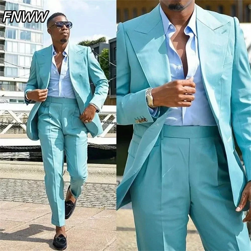 

2026 Men's Classic Slim Fit Tuxedo Suits 2 Piece Peaked Lapel Formal Blazer Set for Prom Groom Wedding with Jacket And Pants