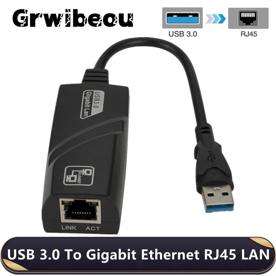 Grwibeou-Adaptador de red con cable Gigabit Ethernet, tarjeta de red para PC, USB 3,0 a RJ45 LAN (10/100/1000) Mbps