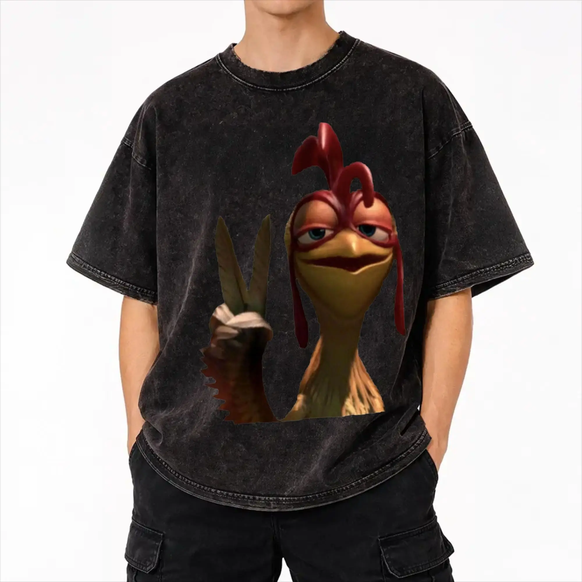 Surf's Up Chicken Joe Washed T Shirts Streetwear Hip Hop Casual T-Shirts  Tees for Men Women Short Sleeve Streetwear