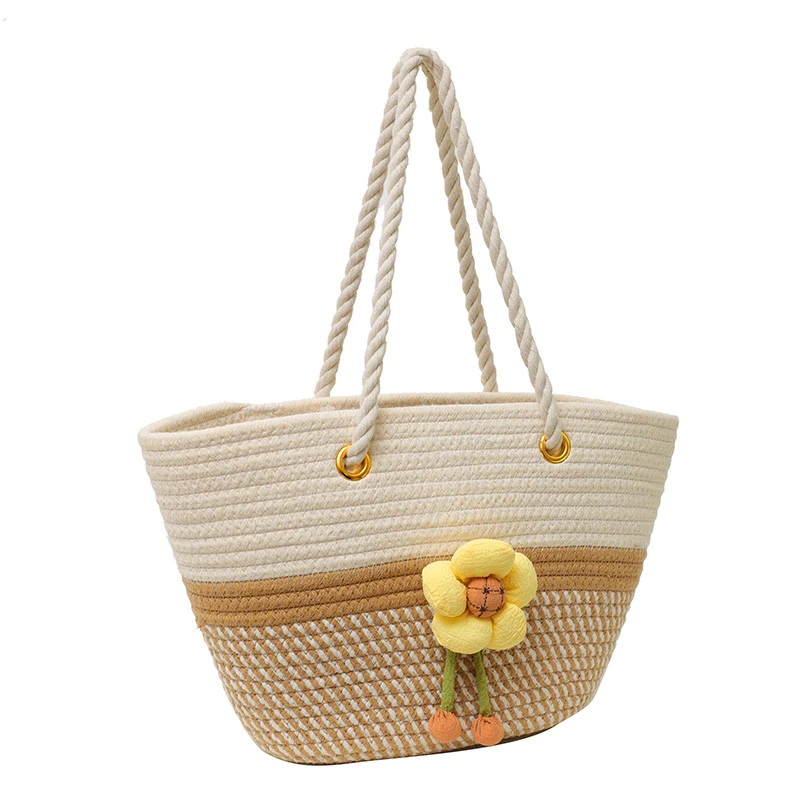 Straw Top-Handle Bags Casual Zipper Soild Bags for Women 2024 Fashion Summer Woven Bag Hot Sale Bolsa De Ombro Feminina