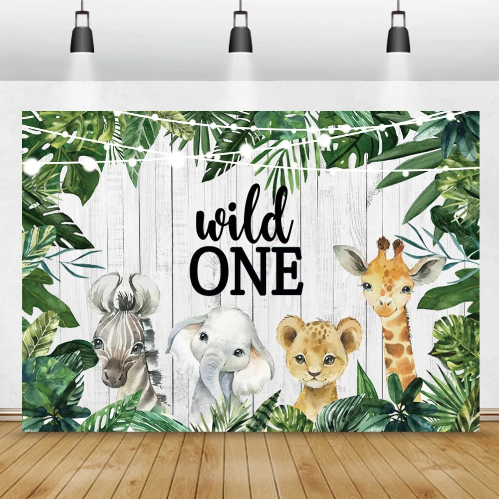 Jungle Safari Birthday Backdrops Baby Cartoon Party Forest Animal Grass Baby Portrait Poster Photo Background Photo Studio image 4