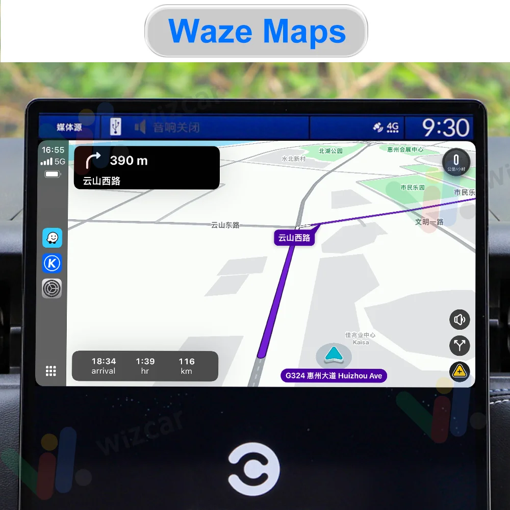 WIZCAR A3 Adapter Real-time Map Online Music Box Baidu Carlife to Android Auto Converter For Android Phone