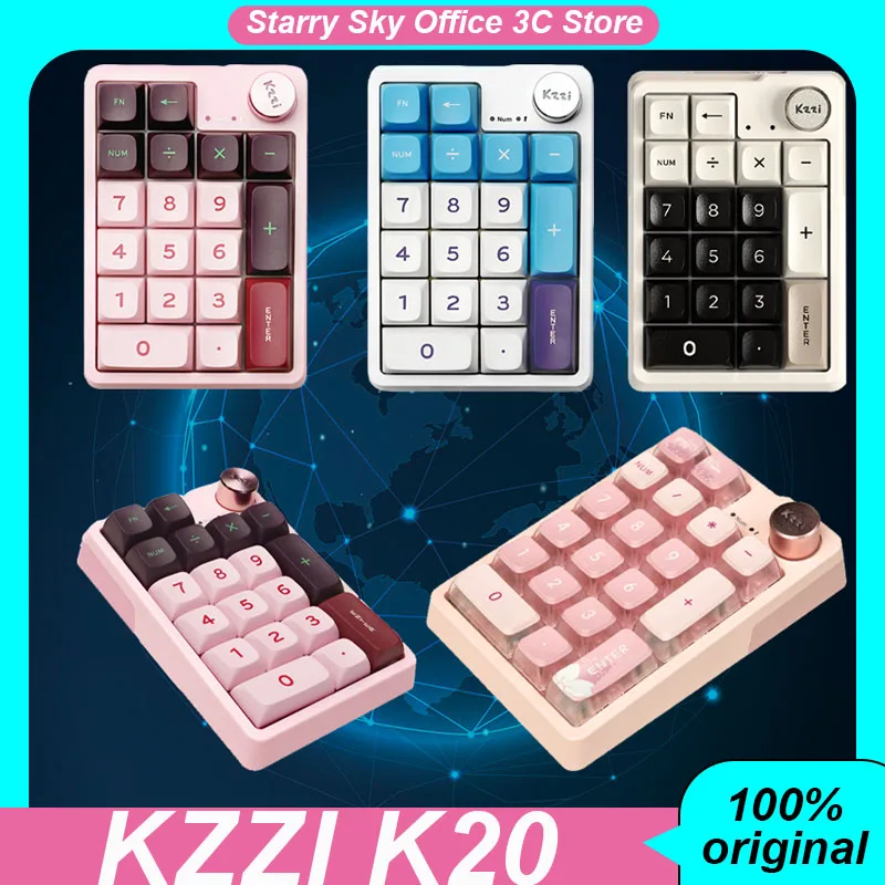 Kzzi K20 Mechanical Keyboard Top Structure Pbt Ball Cap Wireless Tri Mode Numeric Keypad Customized Office Keyboard Accessories