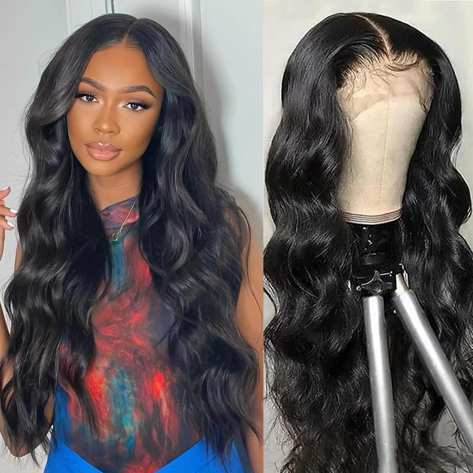 Brazilion 30 inch Wavy Lace Wig Pre Plucked 200 Density Lace Front Wig Boby wave 13x6 hd lace frontal human hair wigs for women