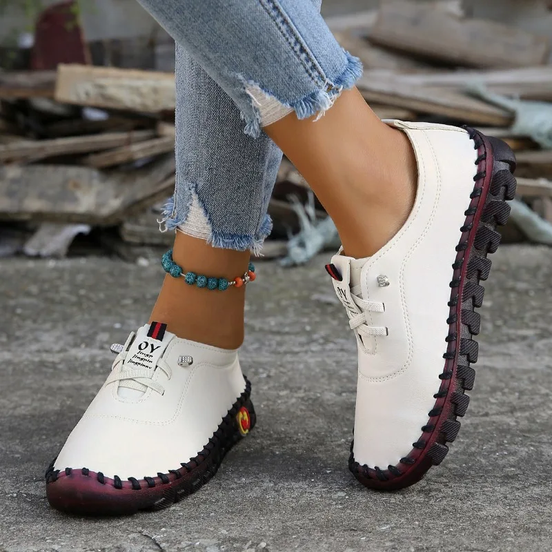 High Qualitily Women's Shoes 2023 Spring Antumn Ladies Flat Shoes Casual Sewing Sneaker Retro Mother Footwear Comfort Soft Flats