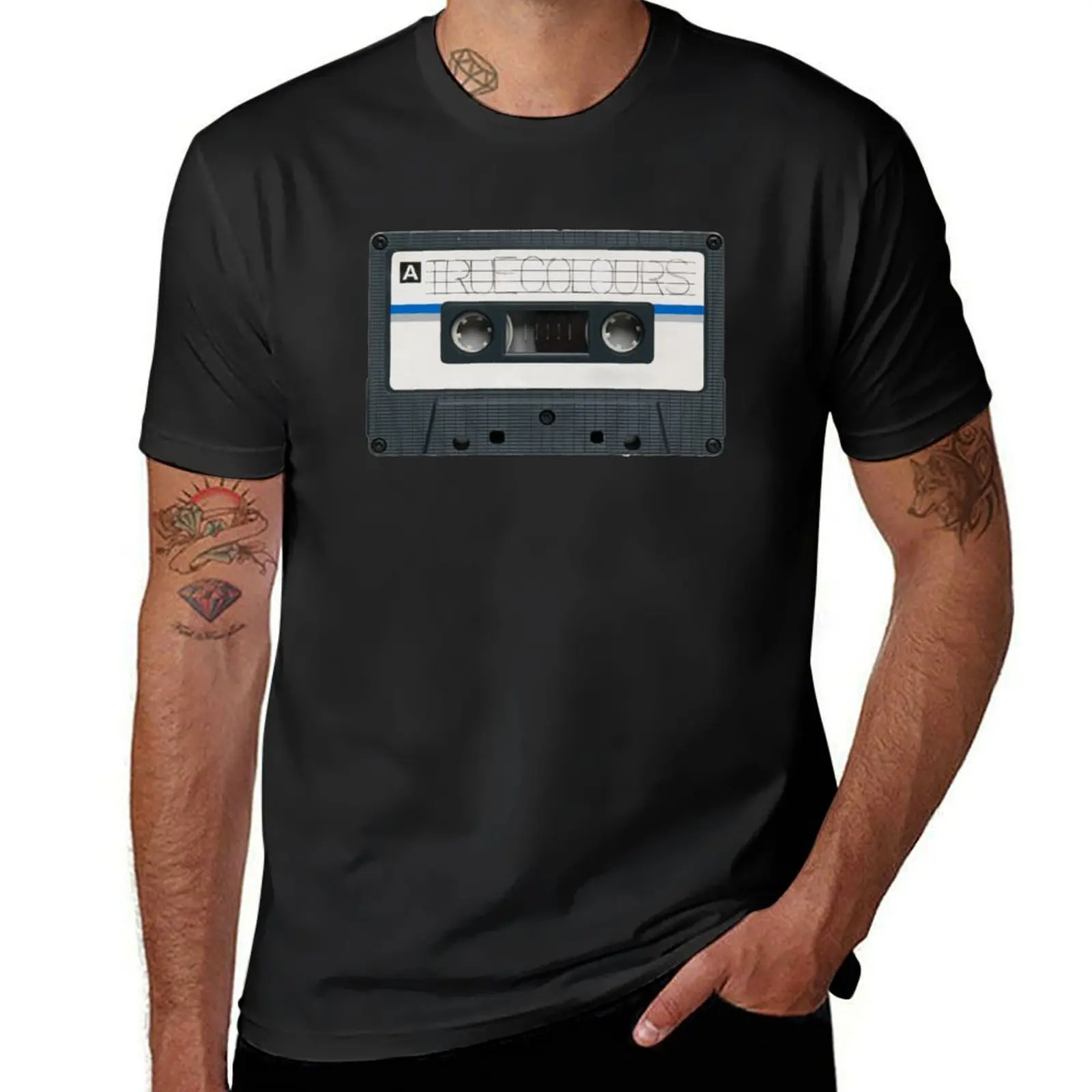 True Colours by Split Enz cassette tape T-Shirt blacks for a boy mens plain t shirts