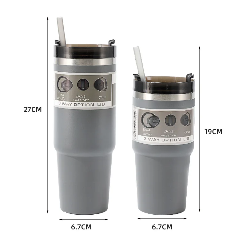 Cross-border new 20/30oz car cup double-layer 304 stainless steel thermos cup convenient car straw cup wholesale