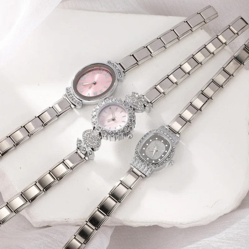 Stainless Steel Fit 9mm Watch Connector Italian Charm Links Women's Round Zircon Watch Header Linker Bracelet DIY Jewelry Gifts view 4