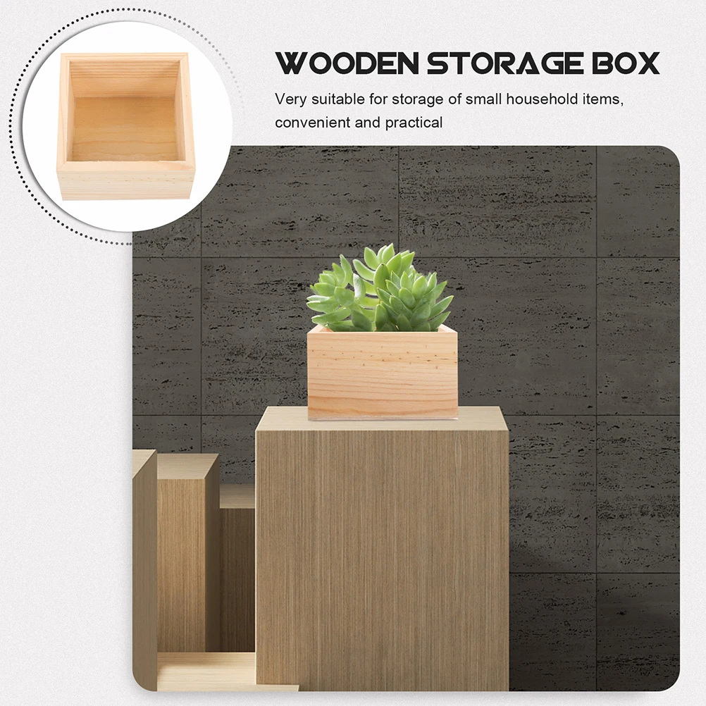 

Boxes Storage Wooden Small Crates Desktop Containers for Crafts Office Transparent