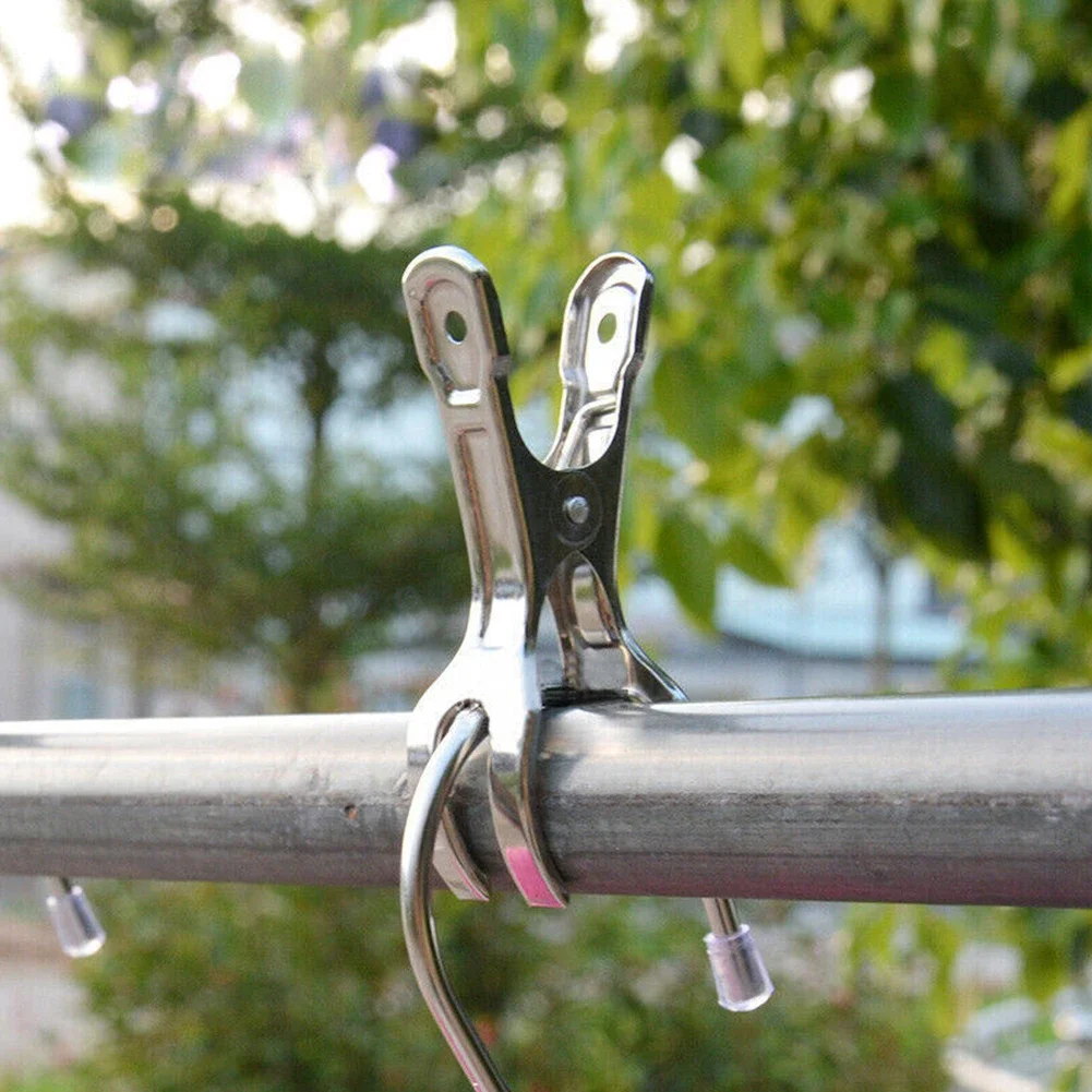

6pcs Stainless Steel Clothes Peg Windproof Multi-function Laundry Drying Hanger Metal Clamps Quilt Clamps Food Sealing Clips
