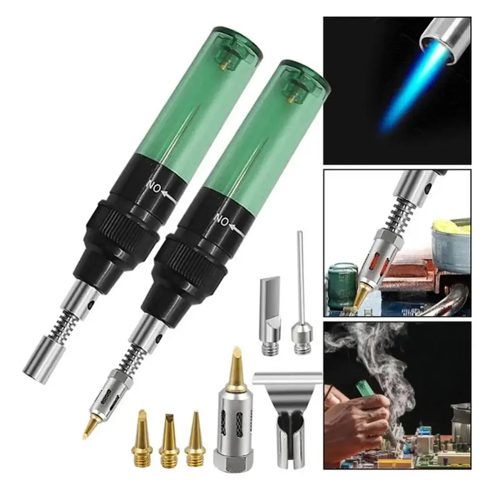  ﻿ 5/6Pcs﻿ ﻿Multi-Type Butane Gas Soldering Iron Replacement Tips, Welding Pen Copper Iron Welding Head Repair Hand Tools Set